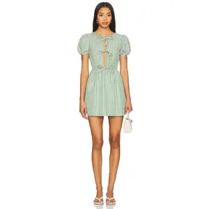 MORE TO COME Heather Mini Dress in Green Stripe