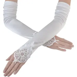 Women 20s Satin gloves Formal Bridal Banquet Party Wedding Opera Colorful Mitten