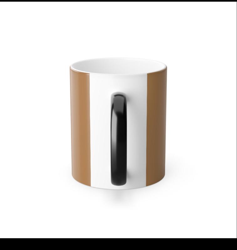 Color Changing Mug - Brown and White Design with Black Handle