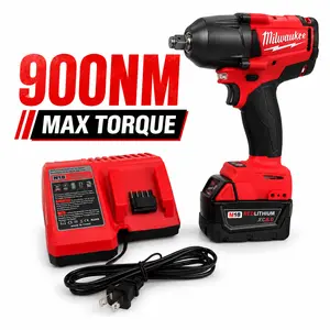 Milwaukee 18V Cordless Electric Wrench 900N.M Brushless Impact Wrench Battery & Charger Set for Professionals and DIY Enthusiasts