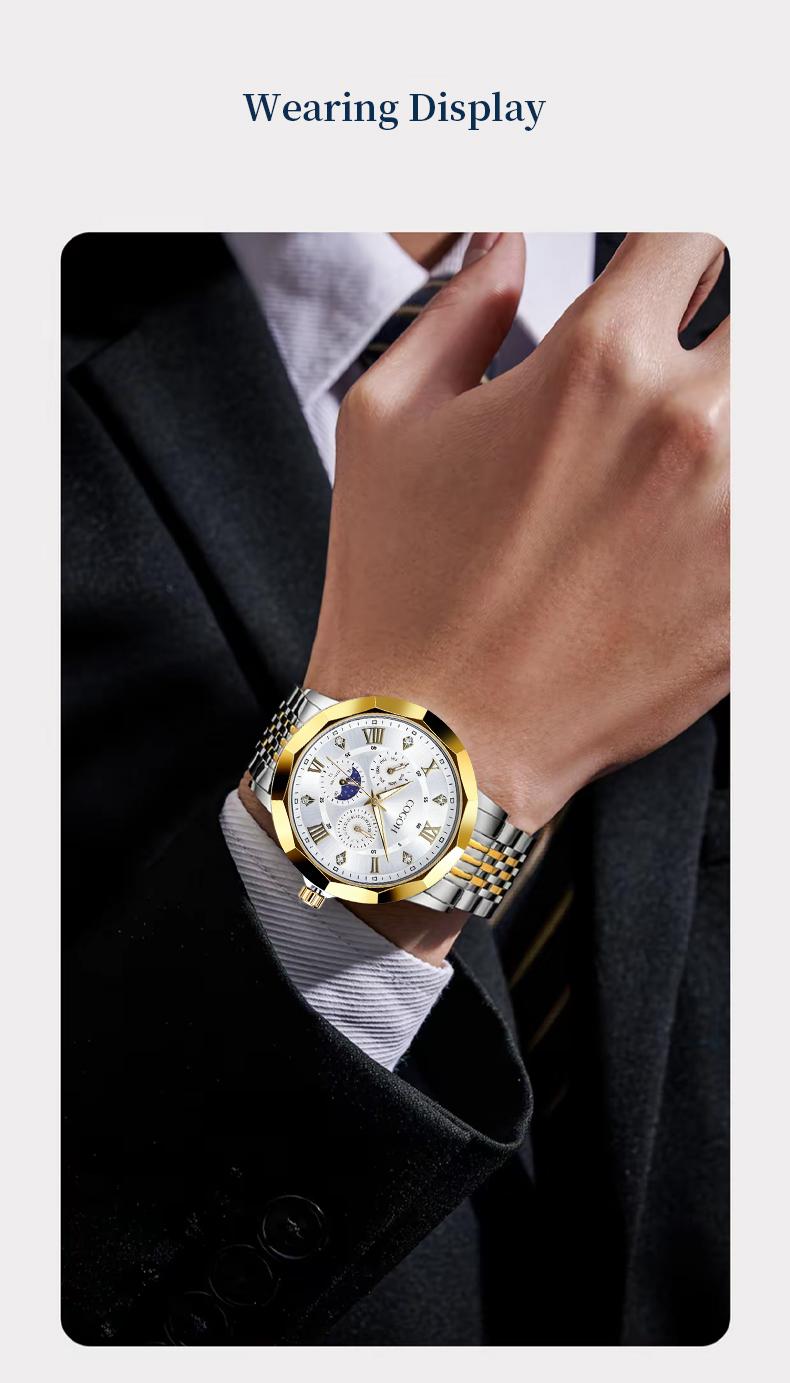 【Valentine’s Gift for Husband】new multifunctional luxury Moon Phase Master Men's Watch, equipped with original Swiss movement,  mechanical style, sapphire crystal, stainless steel strap, and luminous waterproof design.