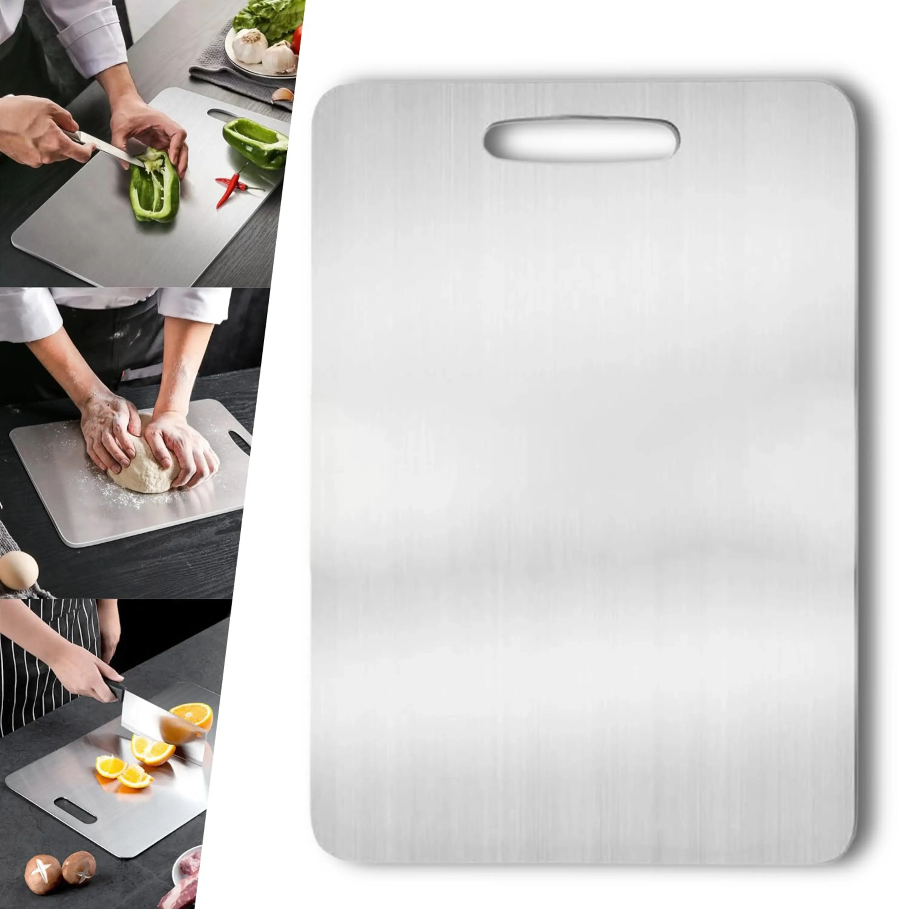 Modern Stainless Steel Cutting Board, Food Safe Kitchen Prep Board, Easy Clean Metal Chopping Board, Kitchen Counter Essential