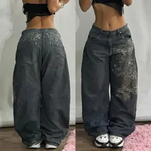 Streetwear New Fashion Oversized Print Baggy Jeans Y2K Harajuku Hip-hop Vintage Pop Gothic High Waist Wide-leg Pants Trousers Womenswear Bottom