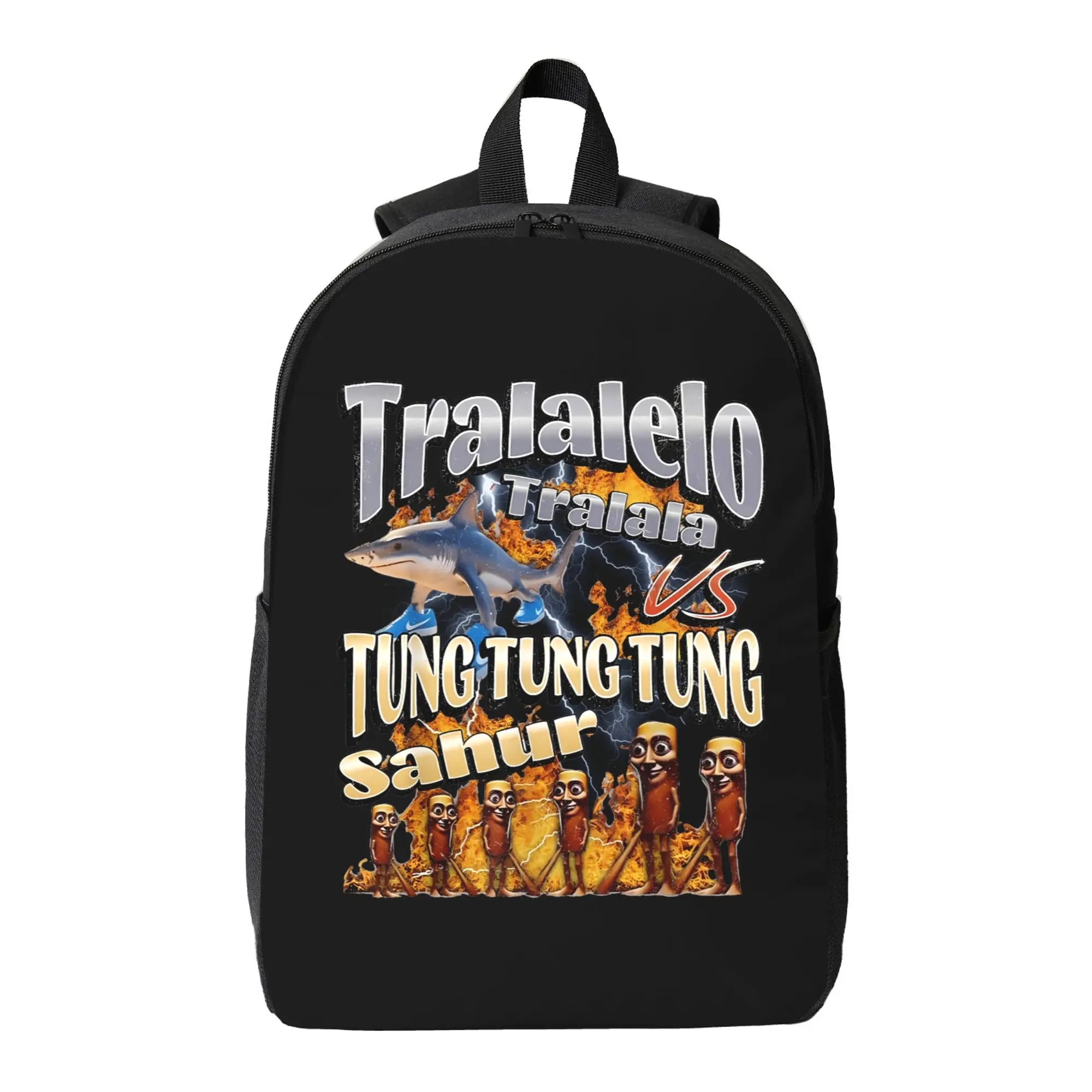 Funny Brainrot Meme Backpack Tralalero Tralala Large Travel