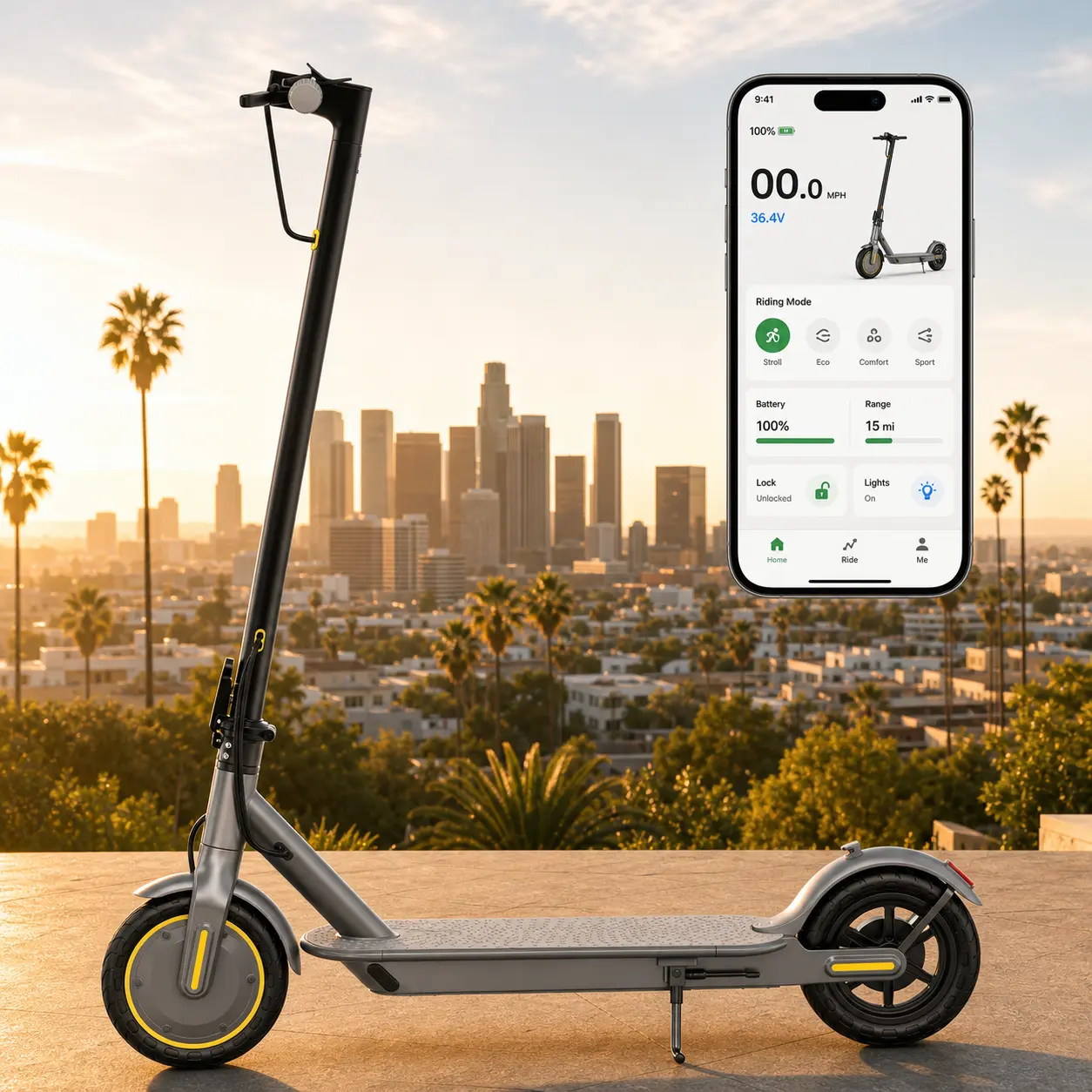 Foldable Compact Smart Drive 2-Wheel Drive Electric Scooter - 350W Motor, 8.5-in Tires, Dual Suspension, Dual Brakes, App Control - Ideal for Short-Distance Urban Commute (Sports & Outdoor Fitness Scooters Equipment), Smart Drive Scooters