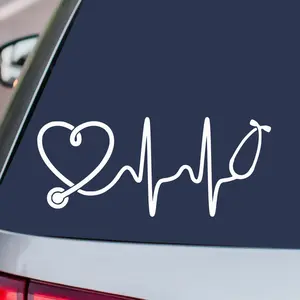 Medical Nurse Heart Stethoscope Vinyl Decal Sticker