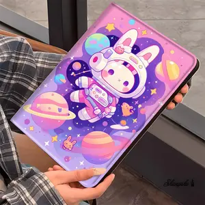 Cute Space Bunny iPad Case Kawaii Galaxy Decor Design iPad Book-Style Case for iPad Pro 2022 2021 2020 2019, Full Protection and Pen Slot for Office and School Use, Perfect Gift for Family and Friends