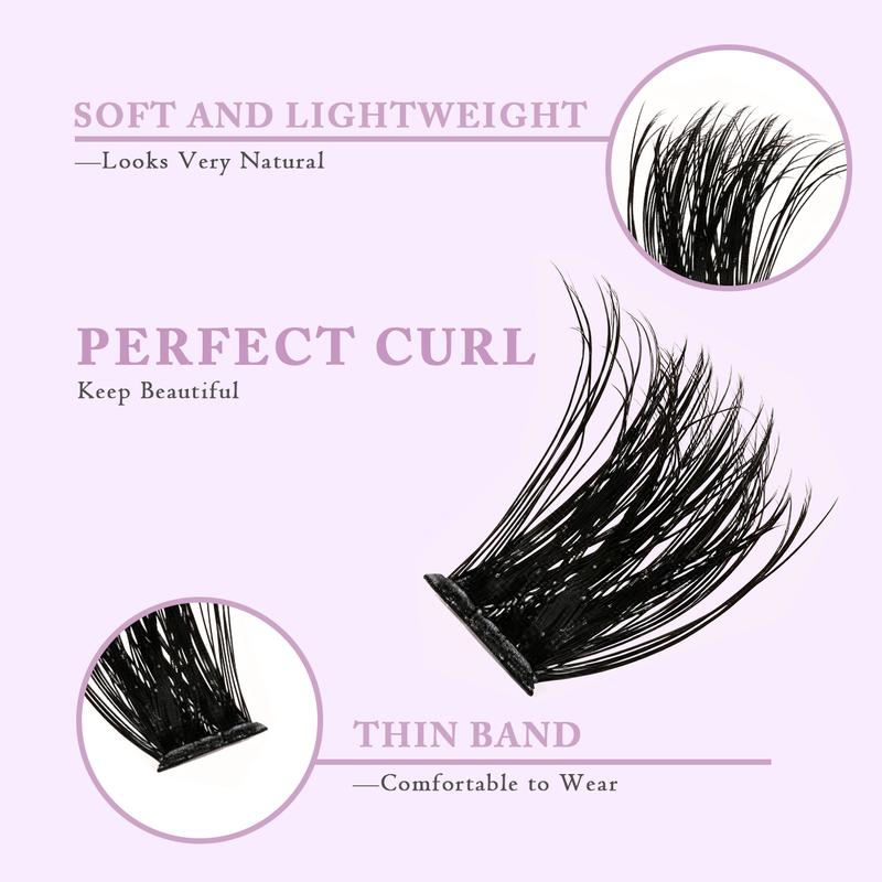 At-Home Lash Extension Kit Customizable Volume 8-16mm Long-Wear Waterproof Includes Lash Clusters Tweezers Glue Super Soft Reusable Easy Application Individual False Eyelash High Quality Eyelashes Flawless lash clusters lash clusters kit lash cluster