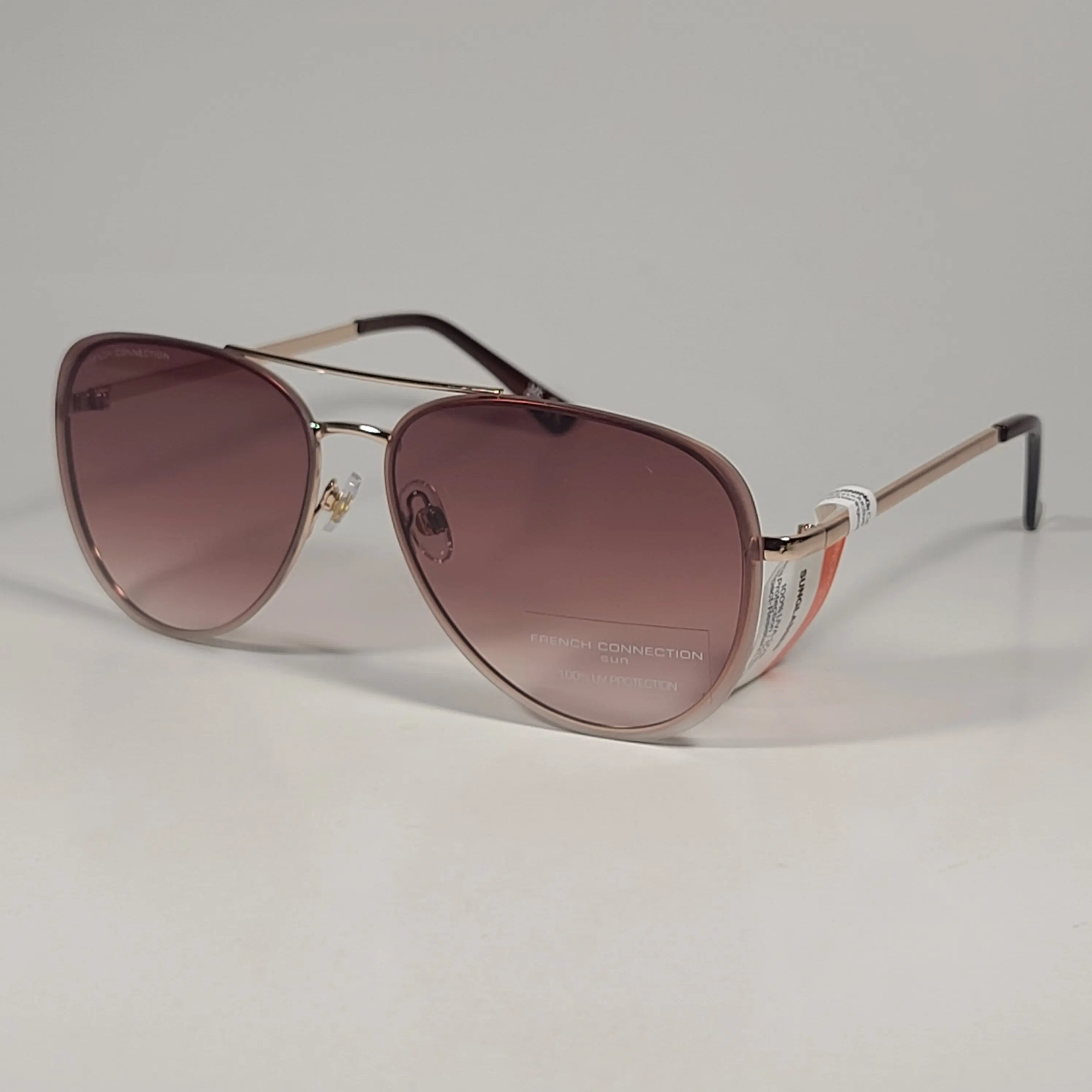 French Connection 52198FCUB Pilot Sunglasses Gold Frame Brown Gradient Lens