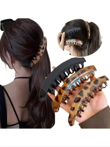 Women Leopard Banana Hair Clips Set, Mini Clips, Large & Small Sizes for Thick & Thin Hair, Elegant Daily Use Accessories for Women, Secure Grip, Leopard Print