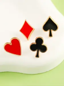 Fashion Simple Poker Style Hearts Golf Ball Hat Clips, Creative Fun Metal Baseball Cap Pins, Cartoon Badge Decorations, Set of 4