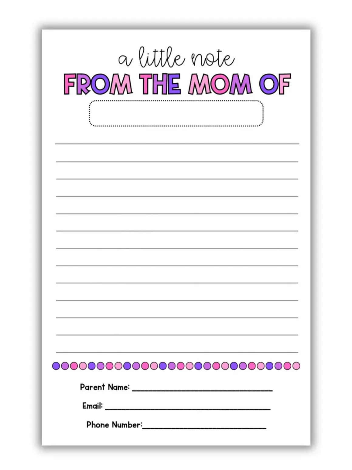 Mom-Designed Personalized Notepad - 50 Sheets, School Supplies, Parent-Focused Back-to-School Office Stationery Essential with Child’s Name, Parents