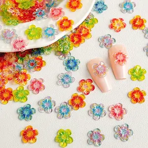 150PCS 3D Ice Transparent Gradient Colored Plum Blossom Resin Nail Charms Creative Simulated Sweet Flowers Series Nail Art Decorations DIYHairpin Phone Cases Nails Crafts