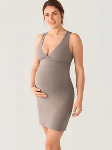 MOMANDA Crossover Nursing Maternity Dress Sleeveless Above-Knee Pregnancy Bodycon Casual Baby Shower