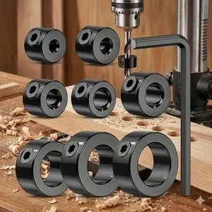 Professional Drill Guide Set 8-Piece with Depth Stop Collars, for 3mm-16mm Bits, Ensures Precise Depth Control and Hole Positioning, Essential Tool for Home DIY and Woodworking Projects.