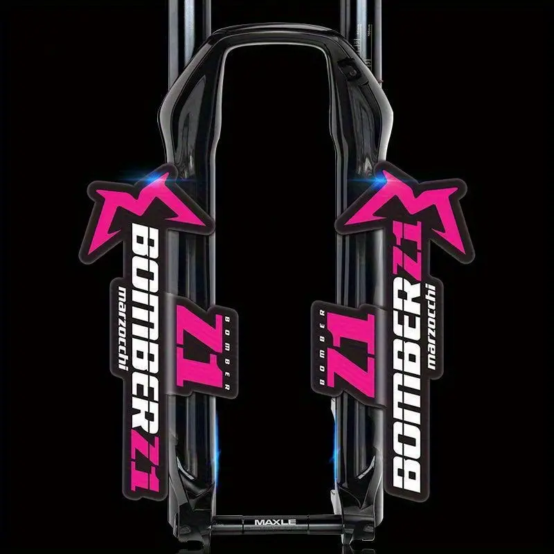 2D flat motorcycle helmet sticker 2pcs, riding sticker, marzocchi BOMBER front fork sticker, bicycle mountain bike DIY car sticker Decal, Motorcycle Stickers