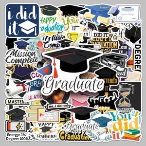 50 Graduation Cap Stickers - Suitable for Scrapbooks, Diaries, Laptops, Water Bottles, Cars, and Other Faith-based Designs; A Gift with A Positive Message.