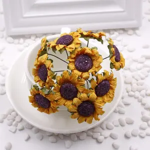SUNFLOWER Diy Garland Accessories Wedding Candies Box Accessories Small Sunflower Bouquet Decor Decorative Fruit Plants Pack Ornaments Yellow