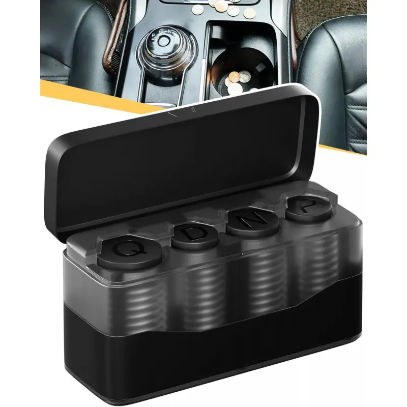Coin Holder for Car Change Organizer Larger Capacity, Compatible with Coins of Different Size, Universal Storage Coin Money Dispenser Fit for Most Vehicle