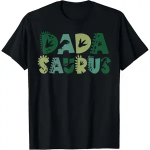 Dada Saurus Dad Dinosaur Three Rex Birthday Boy Girl Family T-Shirt