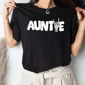 Auntie Shirt, Auntie Skeleton Shirt, New Aunt Pregnancy Announcement Tshirt, Gift For Aunt, Mothers Day Gift, Short Sleeve Crew Neck Top, Casual Clothing