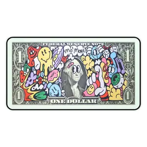 Abstract Dollar Bill Desk Mat Colorful Graffiti Mouse Pad
