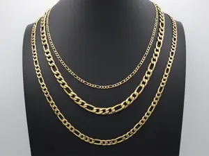 No Fade Gold Figaro Chain 3mm 5mm or 7mm Heavy Plated 14k Gold Chain for Men High Quality Waterproof Jewelry
