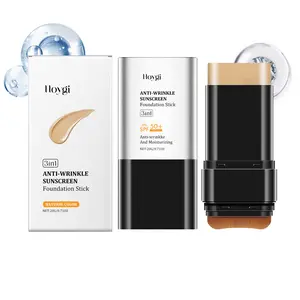 Hoygi 3-in-1 Multi-Tasking Foundation Stick - Natural Full-Coverage Creaseless, Non-Sticky, Waterproof Contouring & Long-Lasting, Deep Hydrating, Multi-Use Concealer with Brush for Women's Daily Use, 0.71oz