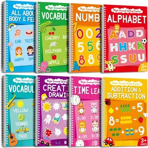 8 count Magic Grooved Writing Practice Books Disappearing Ink Pens  Groove Workbooks Tracing Handwriting Practice Without Tears for    Supplies,10.2 x 7.3inch