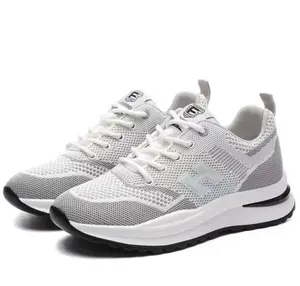 Flying Ladies Spring Summer Sneakers - Casual Female Student Footwear with Running Mesh Design Comfortable Fit Walking Shoes Trainer Breathable Runner Activewear White Lace-Up Style