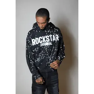 Crystiq Black/White Rhinestone Oversized Hoodie