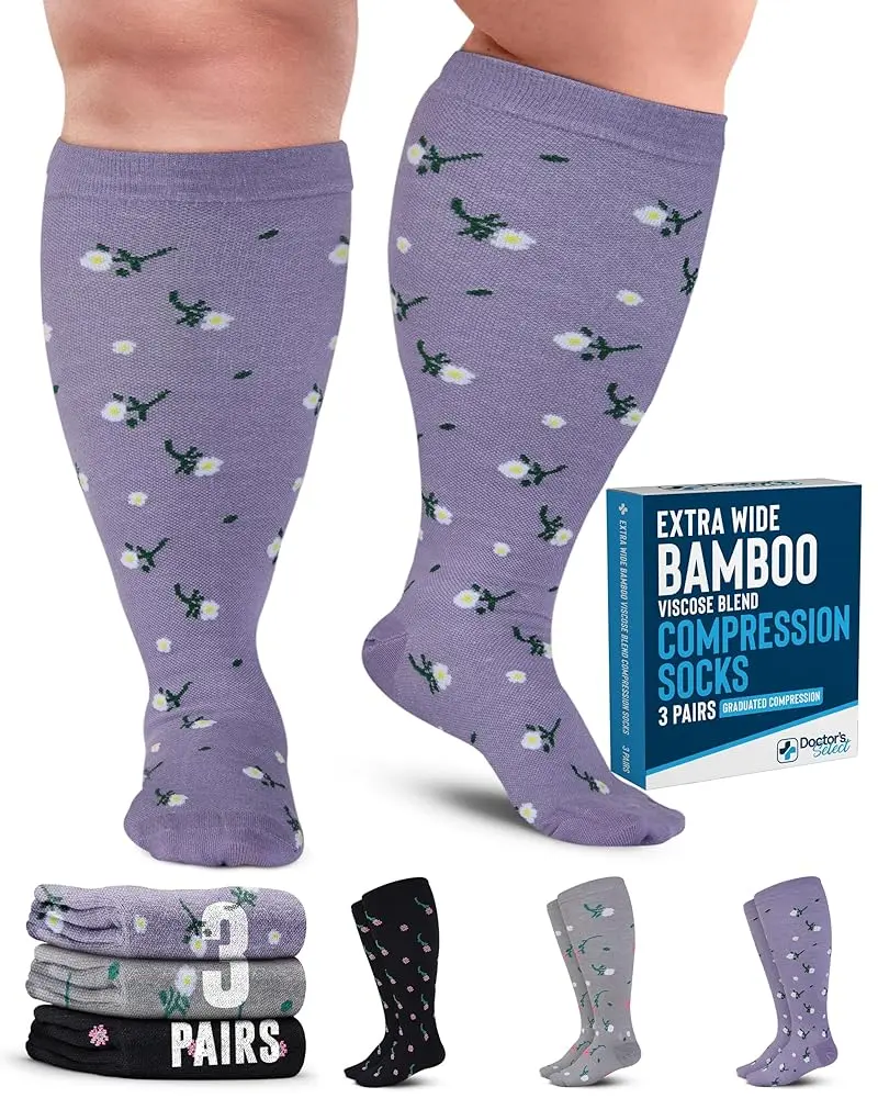 Flowers (Black/Purple/Gray) - 3 Pairs