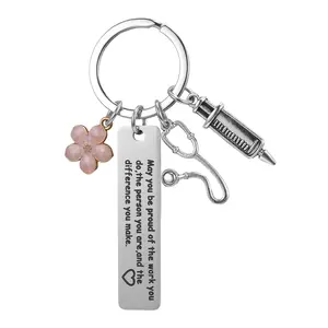 OIDEA Nurse Stethoscope Enamel Keychain - Inspirational Engraved Purse Charm Gift for Nurses Medical Students