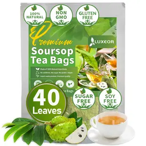 LUXEOR Soursop Leaves Tea Bags, 40 Teabags - Premium Soursop Graviola Leaves - Hojas De Guanabana Tea - Non-GMO - Caffeine-free - Improve Digestion, Support Healthy Skin & Sleep