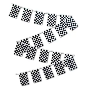 30ft String Flag Set of 20 Black & White Checkered Flags