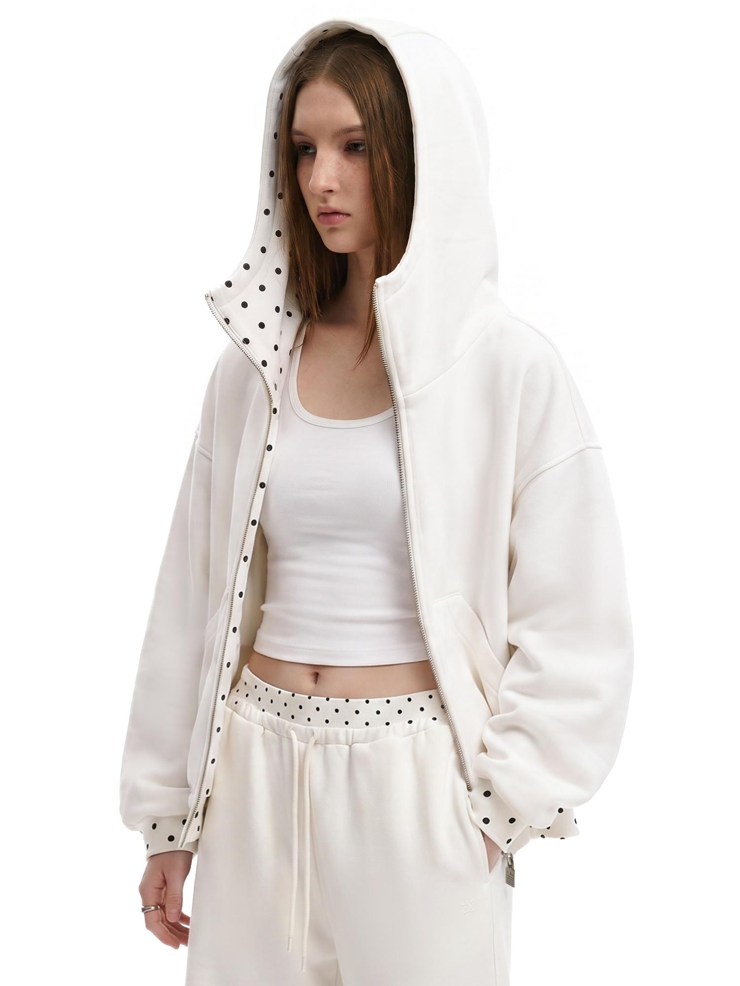 FDR Polka Dot Zip Up Hoodie for Men & Women Big Hood Eases Social Anxiety Sweatshirt 2 Pieces Set Oversized Cute  Longsleeves Top Heavyweight Fleece Sweatsuit Cozy Casual Loungewear for Daily Wear and Travel #TikTokShopBackToSchool