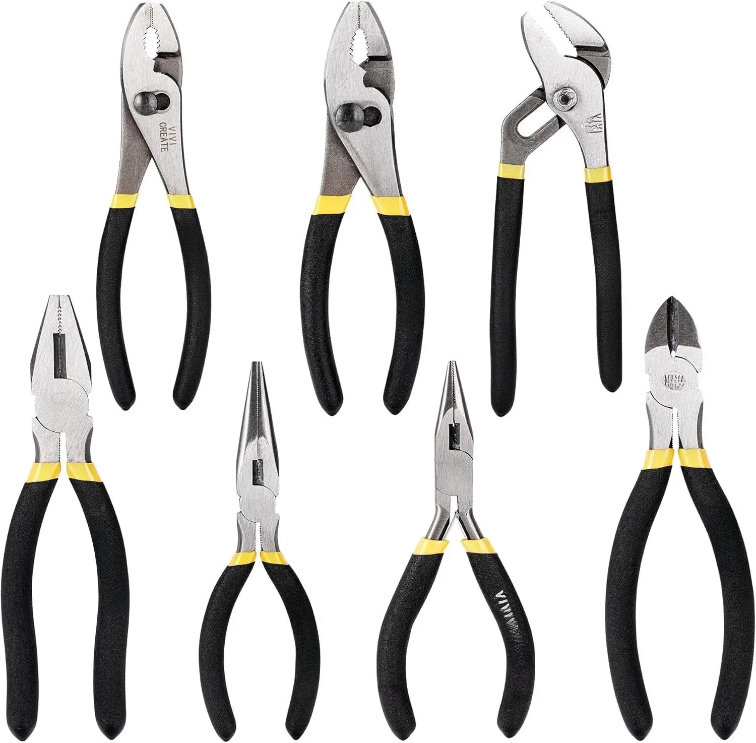7- Pliers Set Heavy Duty Multipurpose Tools for  Repair DIY Auto Electrical Work Includes Long Nose Slip Joint Linesman and Diagonal Pliers Alicates de Corte Herramientas