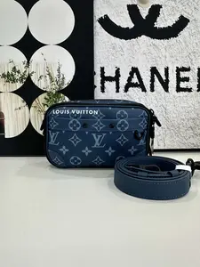 Pre-owned Louis Vuitton Alpha Wearable Wallet – Blue Monogram – Chip Version – Size 18.5cm x 11cm x 6.5cm