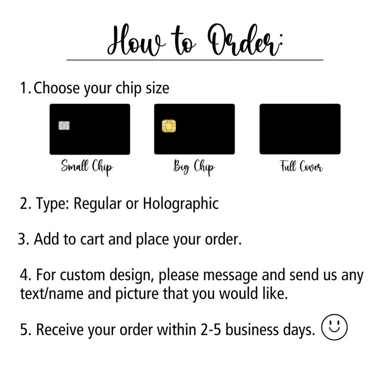 Custom Holographic Credit Card Decal Sticker Card Skin Vinyl Sticker Card Cover stylish Debit Skin Cover- For Small Chip and Big Chip