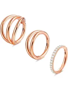 3PCS 16G Septum Clicker Nose Rings Hoop 316L Surgical Steel Cartilage Earring Double Open Stack Conch Daith Piercing Sleeper Earring Rook Lobe Helix Tragus Earring Nose Piercing Jewelry High Quality Jewelry