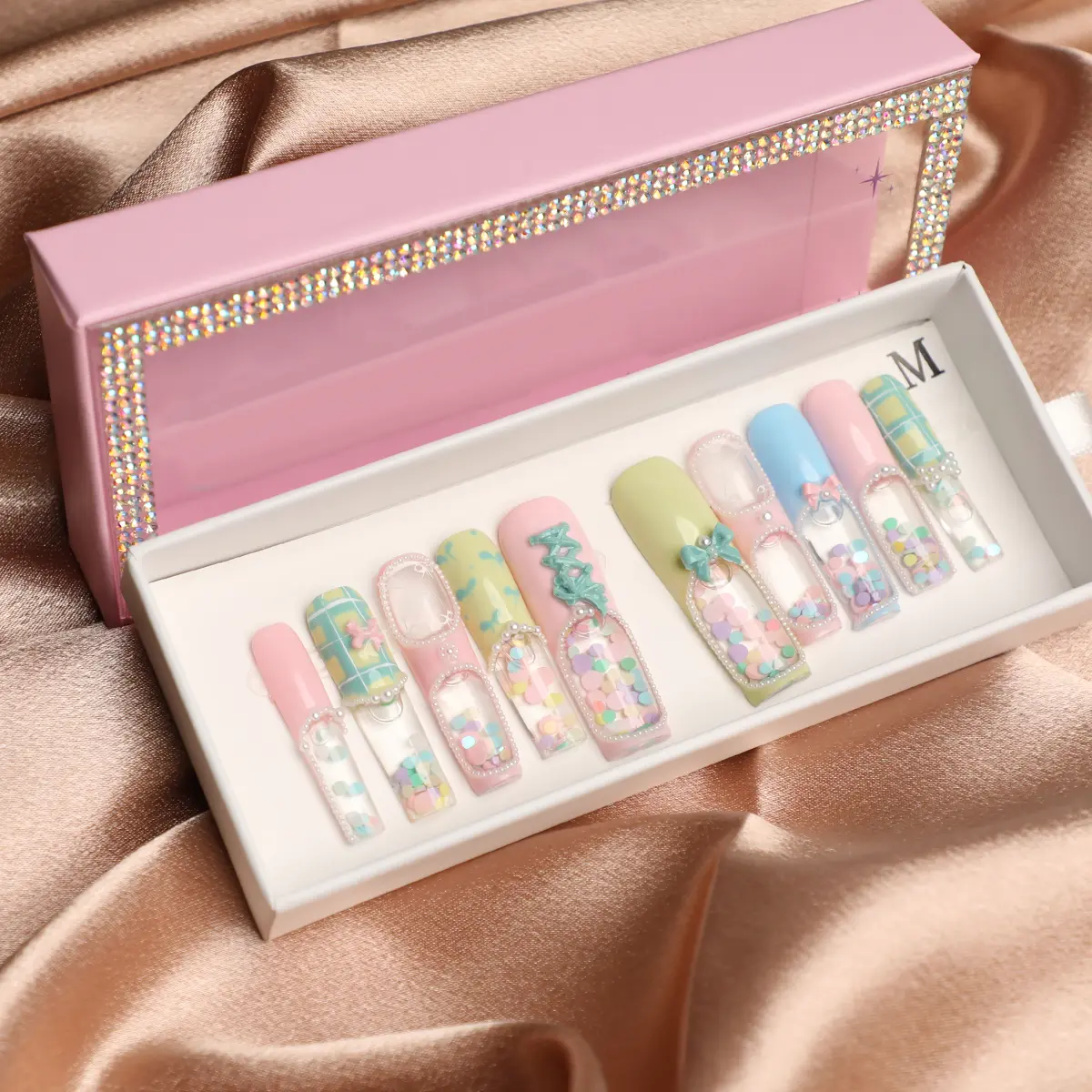 NailTude | Dreamy Ballet 10PCS  Water Nails Handmade Press On Nails REUSABLE 3D Gel fake nails acrylic press nails / Summer 2025