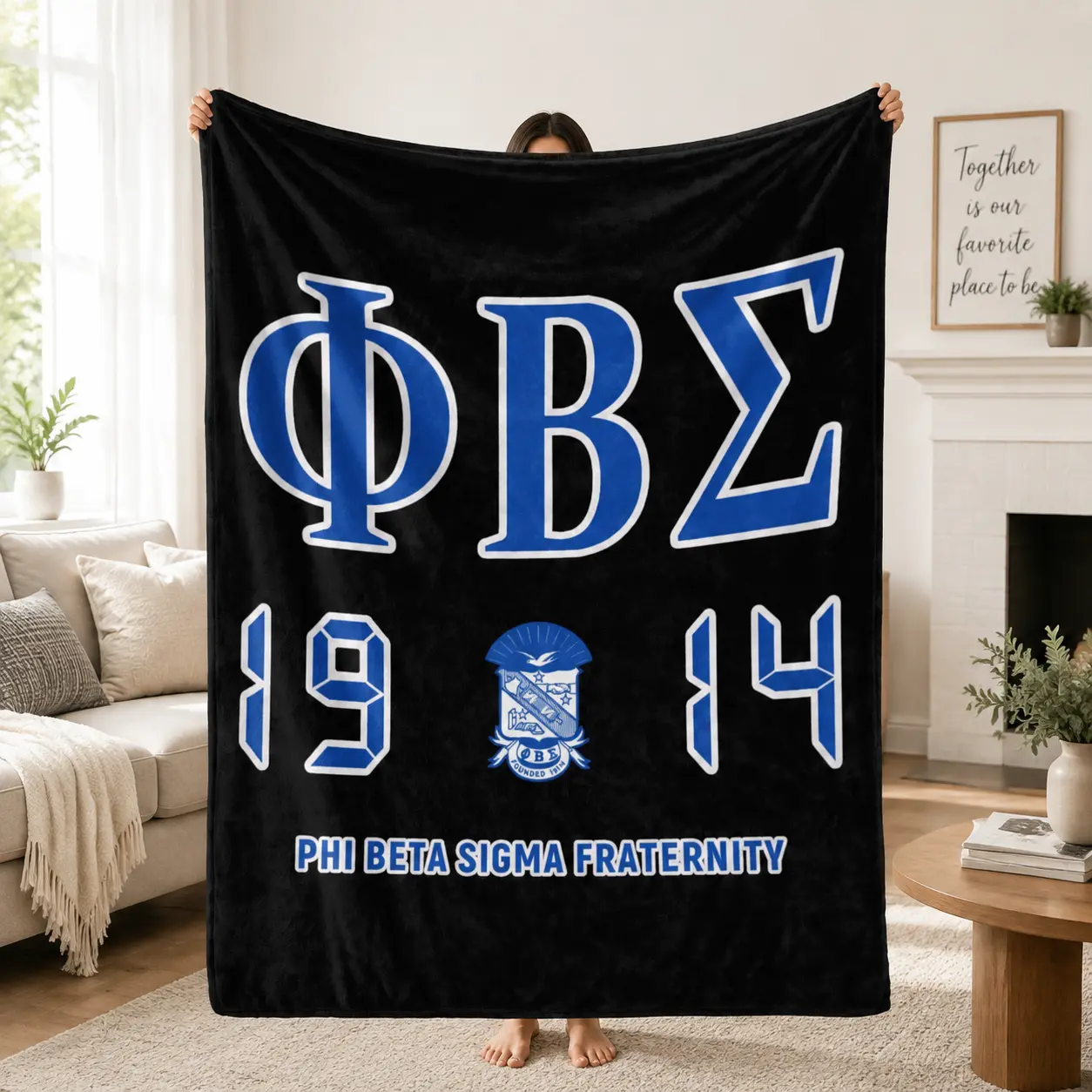 Phi Beta Sigma Blanket Black Blue Throw Blanket Soft Fleece Blanket Greek Fraternity Gift Home Decor