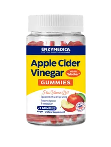 Enzymedica Apple Cider Vinegar Supplement for Women & Men - Apple Cider Vinegar Gummies with Mother, 1000 mcg Vitamin B12 & 710 mg ACV per Serving, Gut Health & Digestive Support, Vegan