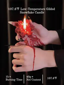 [Wildry] 107.6℉ Low-Temperature Safety Candle: Gold-Gilded Snowflake Design with Strawberry & Black Cherry Scent—An Essential Gift for Lovers, Wedding Anniversaries, and Niche Enthusiasts.