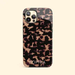 Personalized Tortoiseshell Phone Case, Custom Name Phone Case Transparent Wireless