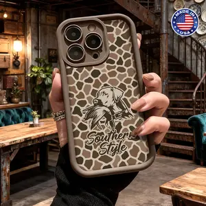 Trendy Giraffe Pattern Southern Style Dog Fishing Slim Case for iPhone 17 16 15 14 Pro Max 13 12 11 XR XS Plus Air Shockproof Anti Drop TPU Cover Gift For Friends