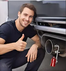 Red Aluminum Turbo Whistle Exhaust Tip, 3 Sizes Universal Clip-on Turbo Sound Simulator, Lossless Quick Install Car Mod Decor for Sedan SUV Truck, Fake Turbo Whoosh Sound for Auto Enthusiasts Daily Driving