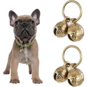 Copper Bell for Dog Collar, 4 PCS Brass Dog Bells Extra Loud Collar Bell for Pet Tracking Anti Lost Training Pets Pendant Accessories Anti Theft Bells for Little Dogs & Cats LOUD COPPER PET BELL PENDANT