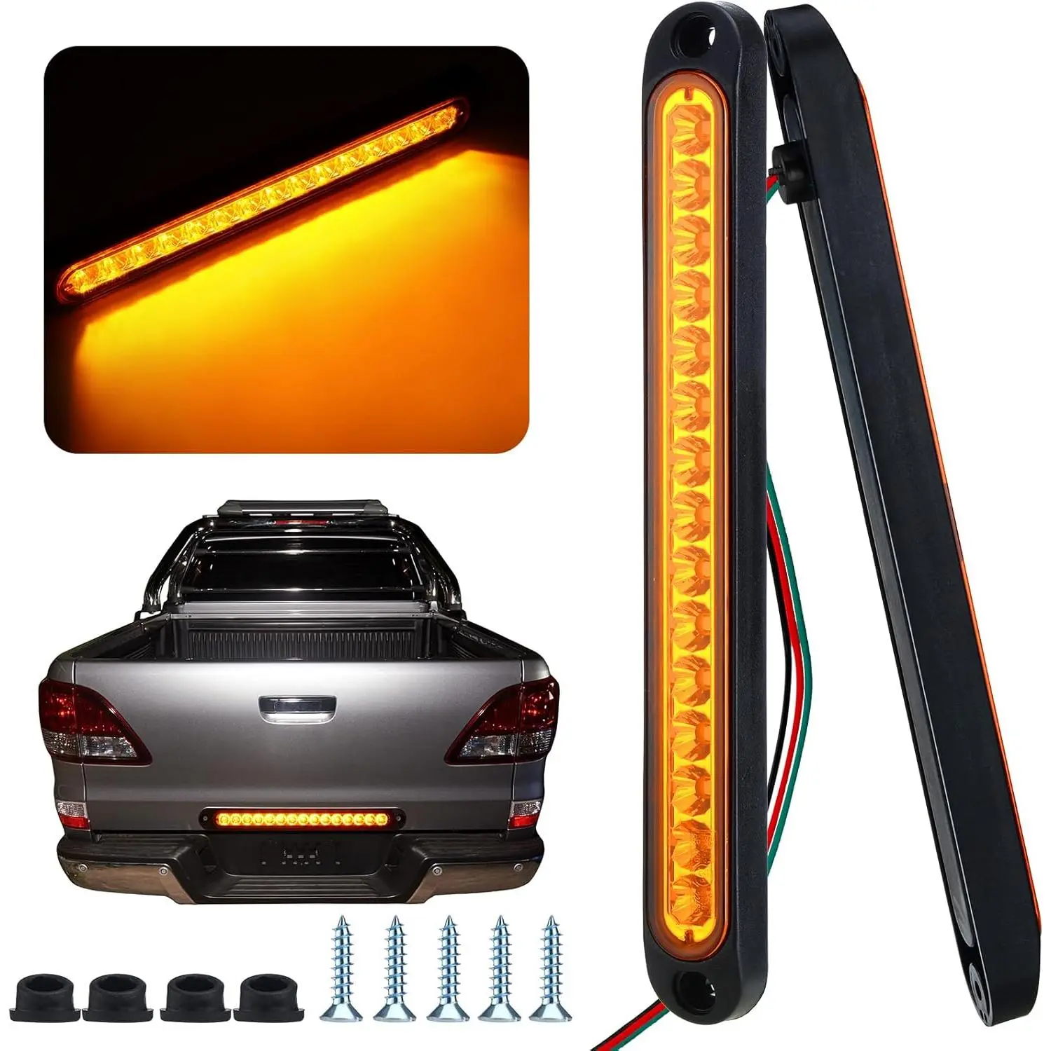 2 Pieces 10 Inch 15LED Trailer Tail Light Bar Brake Turn Tail Light Assembly Third Brake Light Bar 9 to 30 Volt Trailer Identification Suitable for Ships Trucks Pickup Trucks