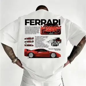 Ferrari F40 Supercar Graphic Oversized Cotton T-Shirt | Vintage Street Style Outfit | Comfortable Car Enthusiast Fashion Tee | Valentine's Day Gift for Him/Her | Best Gift for Car Lovers Friends Family